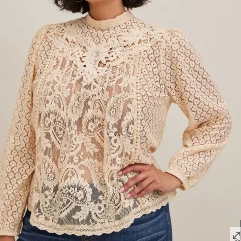 Torrid Beige Lace Blouse